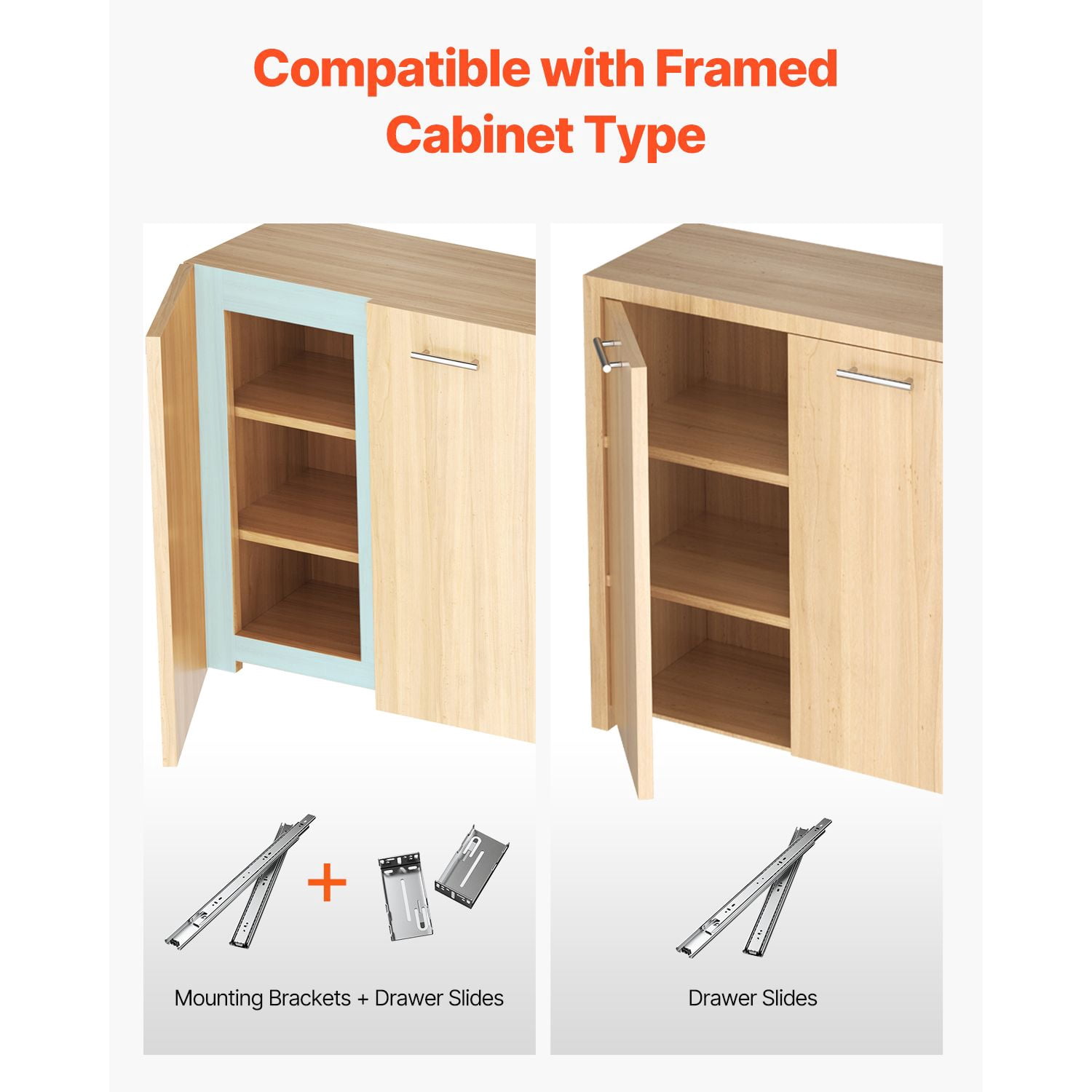 Drawer Slide Installation Brackets 20-Pack, 1mm Thick Galvanized Steel, Compatible with 1.81 Inch Wide Side-Mount Slides, 10 Pairs for Framed Cabinet Drawers