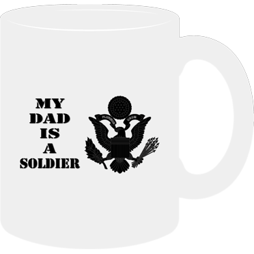 White, 11 Oz,  Coffee Mug - Army - My Dad is a Soldier - Eagle Blk w Txt