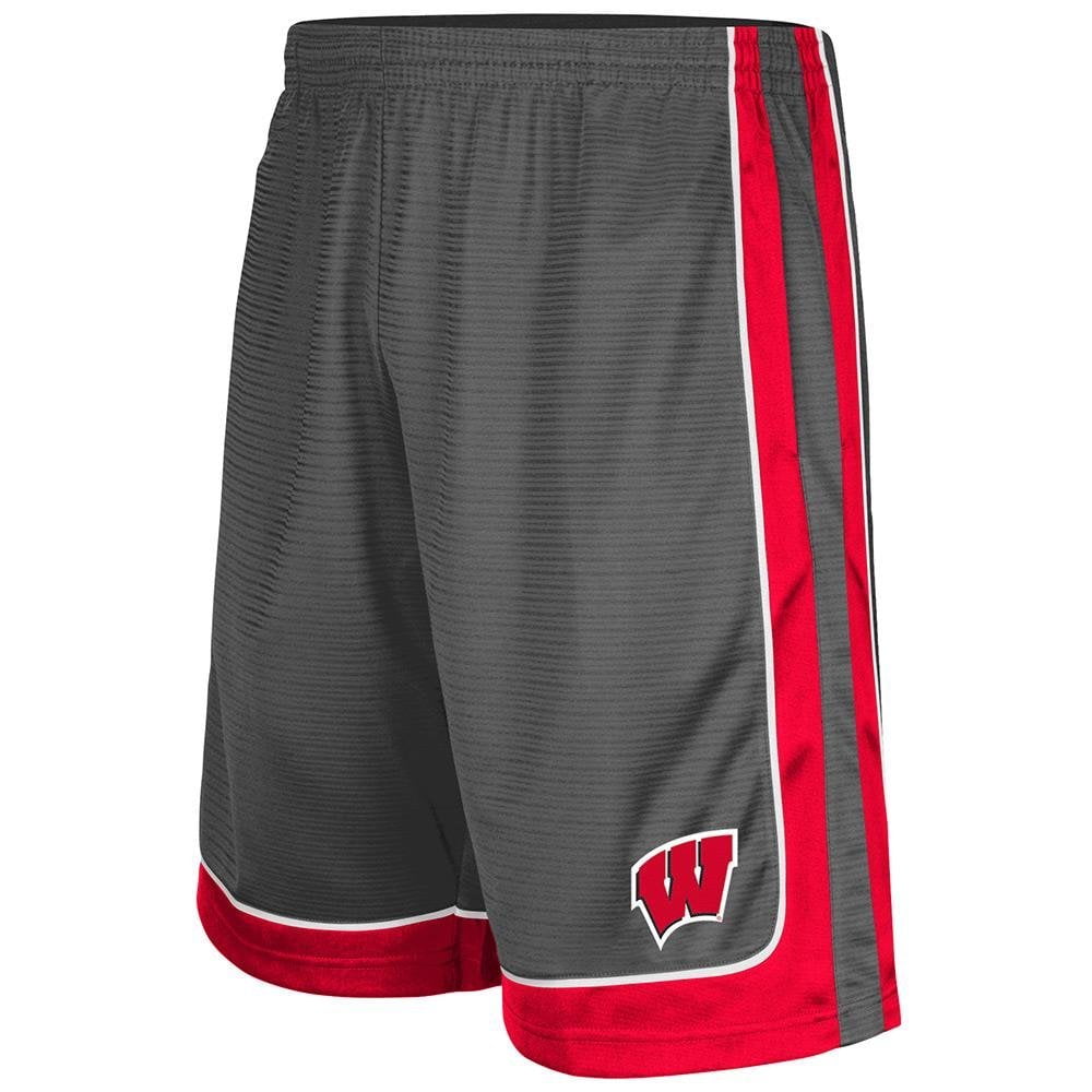 Mens NCAA Wisconsin Badgers Basketball Shorts (Charcoal) M, Basketball Shorts. Fabric 100