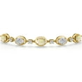 thumbnail image 3 of Gem Stone King 18K Yellow Gold Plated Silver White Ethiopian Opal, and Lab Grown Diamond Bracelet for Women | 3.33 Cttw | Gemstone October Birthstone | Oval Cabochon 7X5MM | Fully Adjustable 9 inch, 3 of 6