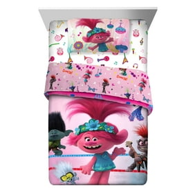 Trolls Kids Twin Full Bed in a Bag, Comforter and Sheets