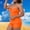 Orange, variant on SCSAlgin Plus Size Tankini Swimsuits for Women Tummy Control Modest Bathing Suits with Shorts Two Piece Swim Suits