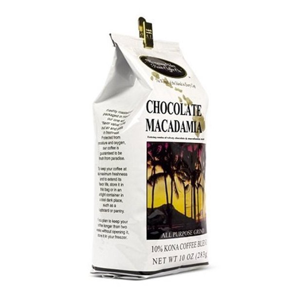 hawaiian isles kona coffee co. kona chocolate macadamia nut ground