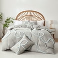 thumbnail image 2 of 3 Pieces Duvet Covers Set, Boho Tufted Comforter Sets with Zipper Closur, Soft Breathable Floral Bedding Set for All Seasons(Gray,King, 104"x90"), 2 of 6