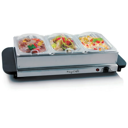 

MegaChef 3 Section Buffet Server & Food Warmer in Stainless Steel