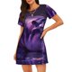 thumbnail image 1 of Disketp Purple Hippo In Water para Camisón Corto de Manga Corta para Mujeres, Camisón Cómodo con Escote Redondo, Bonito y Confortable, 1 of 6