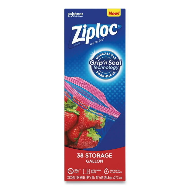 Ziploc Pinch & Seal Storage Bags, Gallon, 38 Ct, Clear