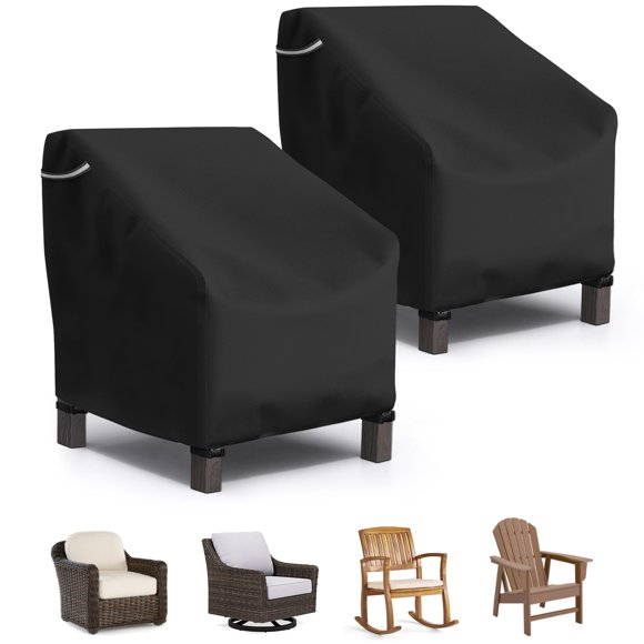 STARTWO Housses de Chaise de Patio, Lot de 2, Housses Robustes pour Meubles d'Extérieur, Imperméables, Adaptées au Siège Profond de Salon 29 Pouces L x 30 Pouces P x 36 Pouces H, Noir
