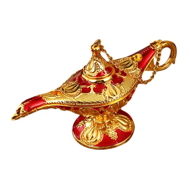 Adorno de lámpara de genio, accesorio de disfraz retro, estatua de mesa europea para sala de estar Rojo