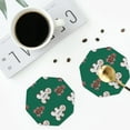 thumbnail image 4 of Honeii Gingerbread Snowman Cookies print Leather Coaster Set of 4, ideal for safeguarding your furniture from drinks spills and effortless cleanup-Octagon, 4 of 6