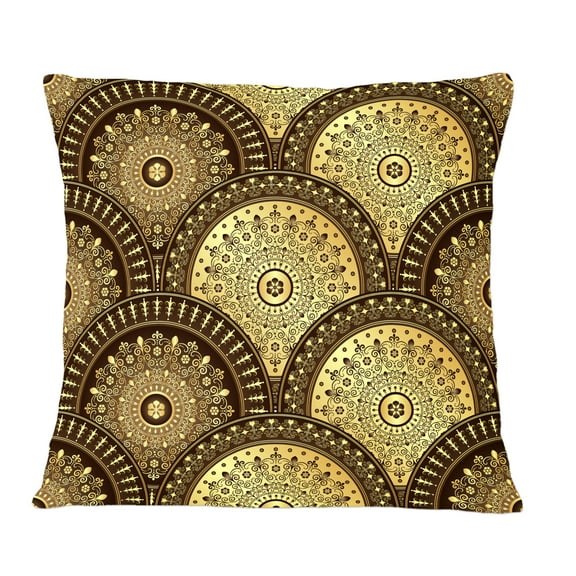 Designart Golden Circular Pattern I' Mid-Century Modern Throw Pillow - 12x20