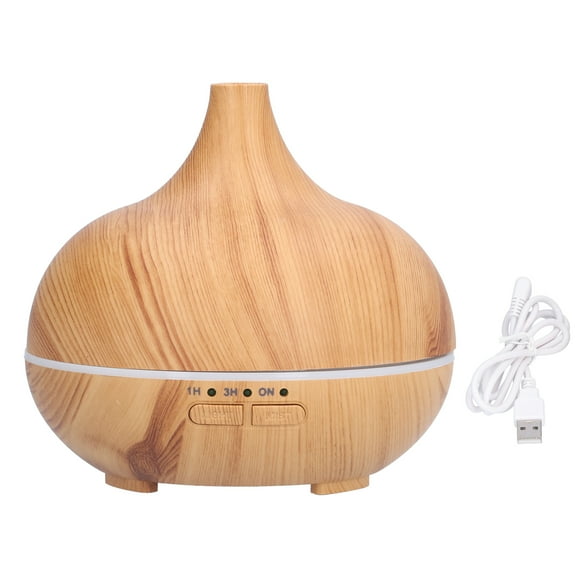 Difusor de aromaterapia con aroma a madera de 150 ml, USB, de aceites esenciales, con luz nocturna de vapor frío, humidificador para dormitorio y oficina.