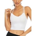 thumbnail image 4 of SHCKE Cross Back Sport Bras For Women Longline Workout Bras Strappy Back Wirefree Yoga Camisole Crop Top, 4 of 6