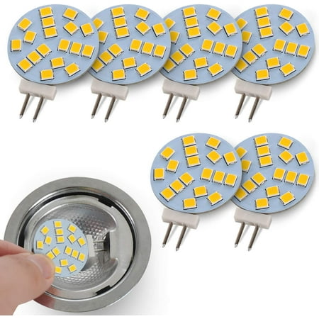 

G4 Disc LED Bulbs 12V AC/ 10-24V DC 20W Type T3 Glass Halogen Bulb Replacement Bi Pin Base for Recessed Puck Light Cabinet Lighting RV Interior Warm White Non-dimmable 6 Pack