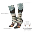 thumbnail image 4 of Xecao Vintage Art Butterfly Flower print thigh-high socks, crafted for both men and women with a stretchy, high-opaque design perfect for daily wear, 4 of 6