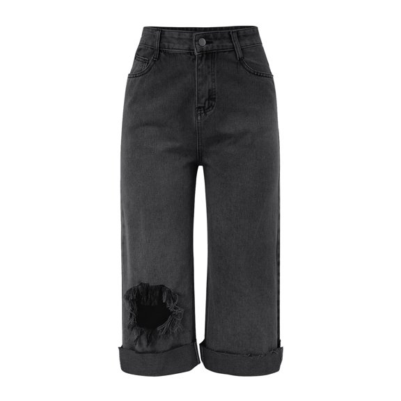 Aayomet Bell Bottom Jeans For Women Women's Plus Size Regular Fit Straight Leg Jean,Black S