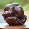 thumbnail image 5 of NOVICA Artisan Handcarved Wood Sculpture Suar Yogi in Bali Brown Indonesia Yoga People Portraits [7.5in H x 8.25in W x 7.75in D] ' Meditating Yogi' 7.5 In., 5 of 8
