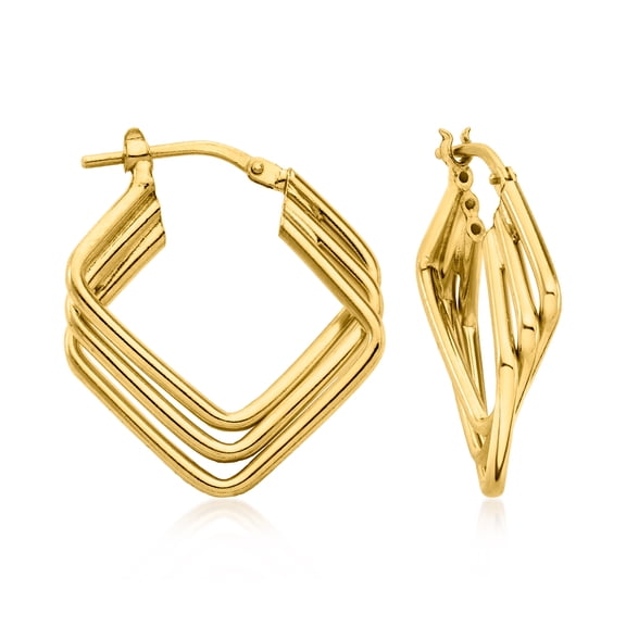Ross-Simons Italian 18kt Gold Over Sterling Triple-Square Hoop Earrings, Women's, Adult