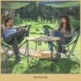 thumbnail image 7 of ARROWHEAD OUTDOOR 28” Portable Folding Table, 4 Cup Holders, No Sag Surface, Compact, Round, Carrying Case, Steel Frame, High-Grade 600D Canvas, Lower Storage Area, USA-Based Support (Tan), 7 of 7