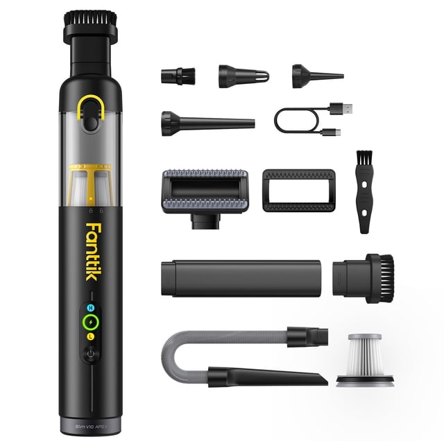 Fanttik Slim V10 APEX Aspiradora inalámbrica para coche, mini aspiradora portátil 4 en 1, potencia de succión de 19000 pa, visualización digital inteligente mejorada, 2 modos de succión para coche