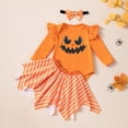 thumbnail image 2 of Quealent Newborn Baby Girl Halloween Clothes Fall Long Sleeve Romper Shirt Bow Layered Shorts Skirt Thanksgiving Outfit (Red, 6-9 Months), 2 of 6
