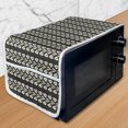 thumbnail image 1 of Floral Microwave Oven Cover, Vertical Wavy Lines of Flourishing Spring Leaves on Branch Wavy Pattern Image, Water Resistant Organizer with Pockets for Kitchen, 36" x 12", Black and White, by Ambesonne, 1 of 4