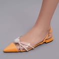 thumbnail image 4 of XYD Women Elegant Pearl Closed Pointy Toe Flats Buckled Strap Shopping Date Daily Sandal Shoes Size 7 Orange, 4 of 4