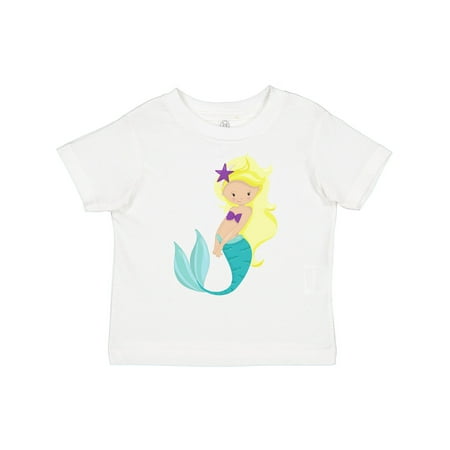 

Inktastic Cute Mermaid Little Mermaid Blonde Hair Star Girls Toddler T-Shirt