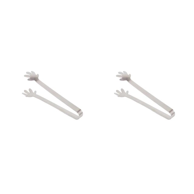 Inteprter Pinzas para alimentos de acero inoxidable para servir cubitos de hielo, postres, cocina, Clips, Buffet, reutilizable, Picnic, postre, Tipo 1 2piezas