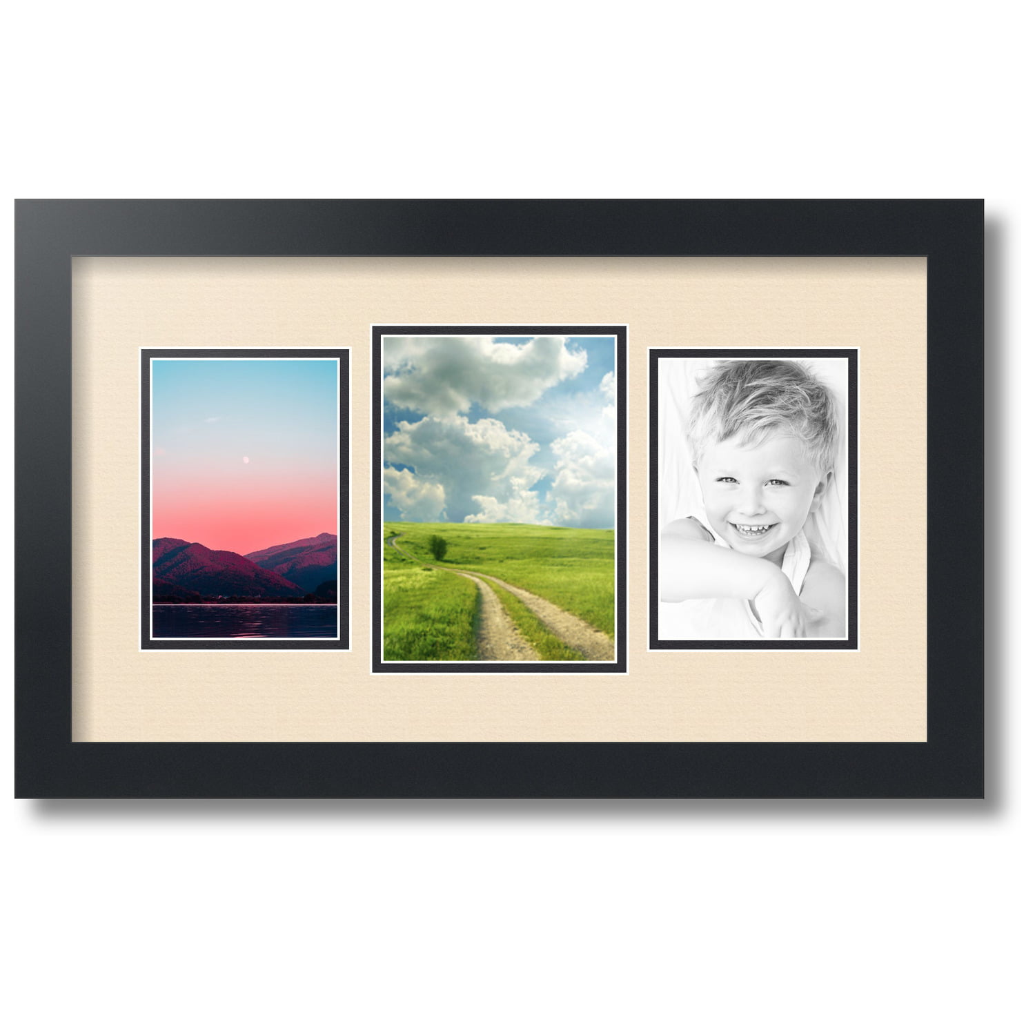 ArtToFrames Collage Mat Picture Photo Frame 2 4x6" Openings in Satin Black 34 