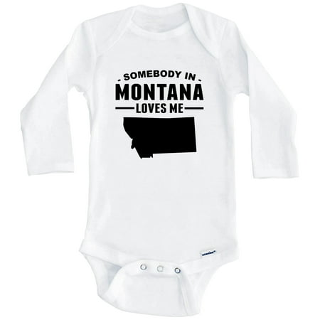 

Somebody In Montana Loves Me One Piece Baby Bodysuit - Montana Baby Bodysuit (Long Sleeve) 6-9 Months White