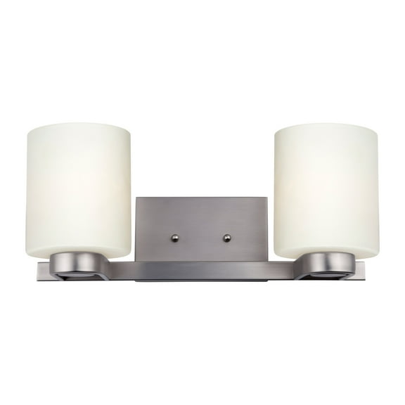 Mona 2-Light Brushed Nickel Bath Bracket with Satin Opal Glass - Brushed Nickel