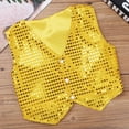 thumbnail image 6 of renvena Kids Boys Girls Glittery Sequined Vest Waistcoat with Hat for Jazz Hip Hop Dancewear 3-14 Gold 9-10, 6 of 7