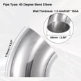 thumbnail image 3 of 2uds OD 3.5" 45 Grados Inoxidable Acero Curva Tubo Escape Codo Tubo, 3 of 7