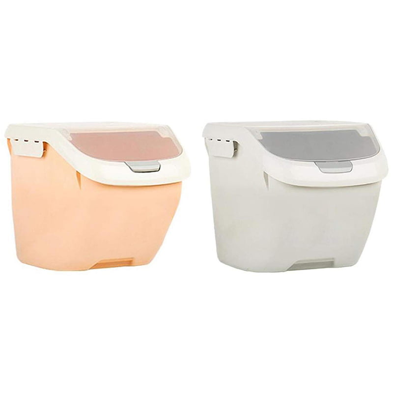 Vaorwne 2x Rice Container Storage 10 KG/22 LBS Cereal Containers with BPA Free Plastic and Airtight Design Gary & Orange 