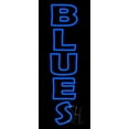 thumbnail image 1 of Double Stroke Blue Blues LED Neon Sign 24" Tall x 10" Wide - inches Black Square Cut Acrylic Backing, with Dimmer - Premium built indoor Sign for Studio, Club, Home décor, Event, Workshop, Storefront., 1 of 7