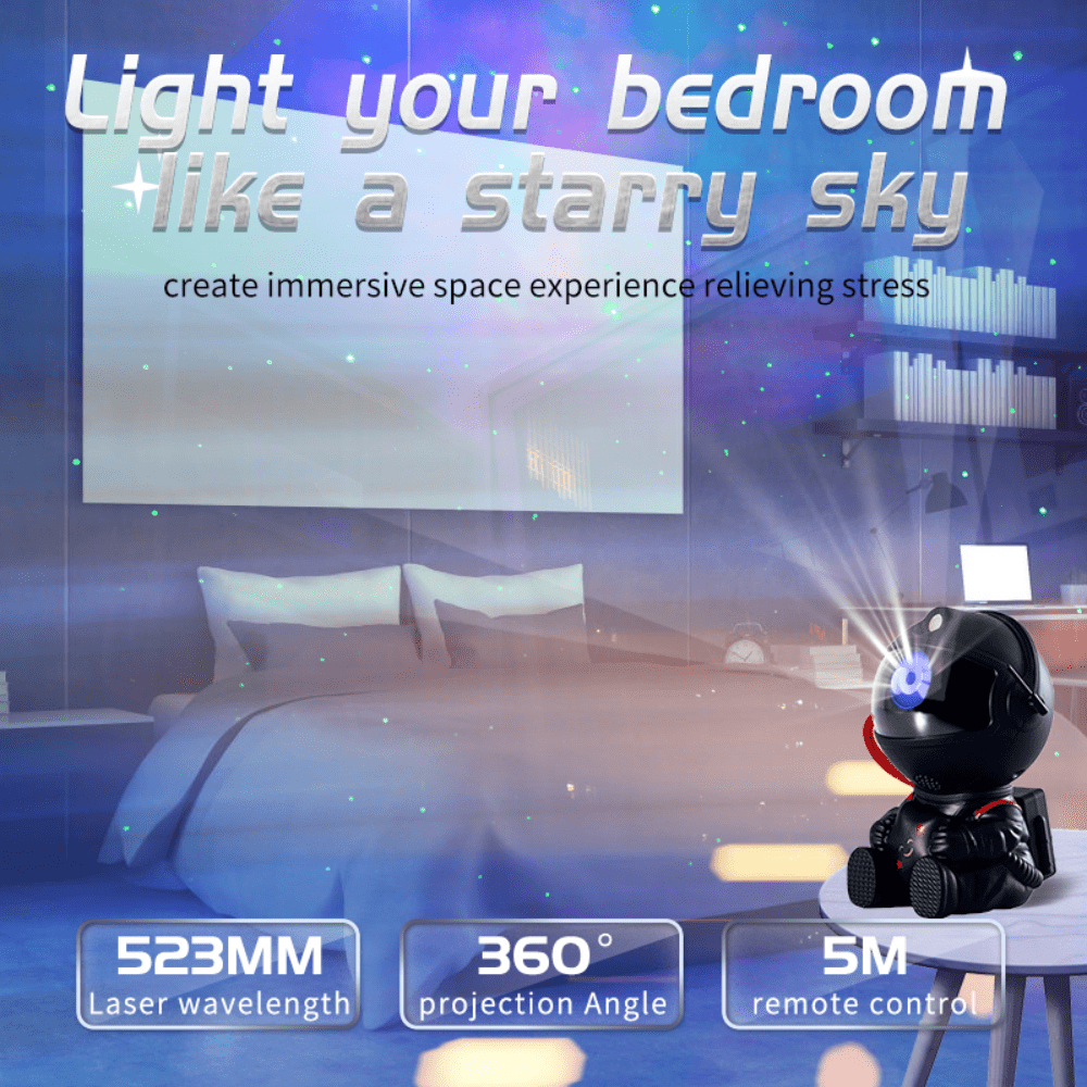 Astronaut Nebula Projector Night Light 360 ° Rotating Magnetic Head Nebula Light Bedroom Children's Room Ceiling Room Decoration