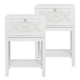 thumbnail image 4 of IVV 2pcs White Nightstand with Drawer and Shelf, Modern Beside Table with Silver Mirrored Finish, 4 of 9