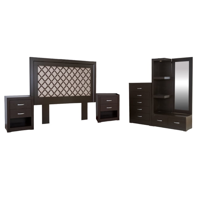 Recamara King Size Kessa Muebles 5 Piezas Nogal 200 x 160 x 7 cm