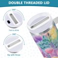 thumbnail image 5 of 30 oz Tumbler With Handle Stainless Steel Insulated Tumbler With Lid for Car Cup Holder Watercolor Rainbow Flowers, 5 of 9
