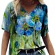 thumbnail image 1 of Camiseta de mujer Blusa de playa con cuello en V y manga corta con estampado floral, Verde, S Advancent AP002484-21, 1 of 3
