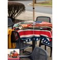 thumbnail image 5 of Outdoor Tablecloth with Umbrella Hole for Patio/Picnic/Party/Camping, Vintage Truck 4th of July Waterproof Table Cloth Square Cover Washable, Blue Star Red Striped (54"x 54"), 5 of 9