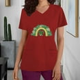 thumbnail image 2 of lcziwo Lucky Clover Rainbow Shirts for Women 2025 St Patrick's Day Short Sleeve Irish Shirts Loose Fit V-Neck Scrubs Tops with Pockets Red XXL Sales of The Week, 2 of 7