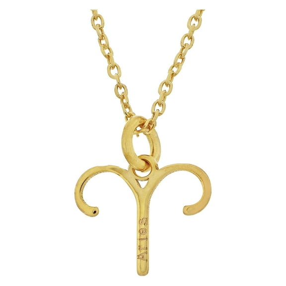 18K Gold Over Sterling Silver Aries Zodiac Pendant Necklace 18 Inches