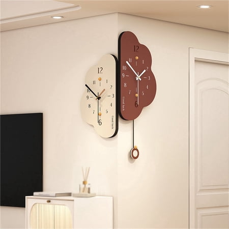DoubleSided Corner Wall Clock with Pendulum, Decorative Hanging Clock with TwoFace Dial Design, Vintage Silent Wall Watch for Living Room, Office Decoration
