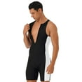 thumbnail image 3 of CHICTRY Mens Sleeveless Athletic Swimsuit Jumpsuit Front Zipper Quick Dry Rash Guard Set Bathing Suit Black&White M, 3 of 6
