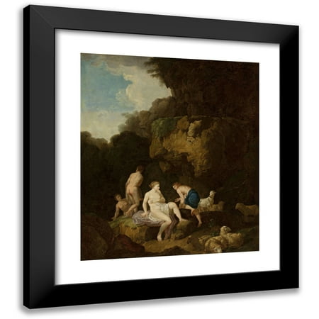 Christian Wilhelm Ernst Dietrich 12x14 Black Modern Framed Museum Art Print Titled - Nymphs in a Grotto