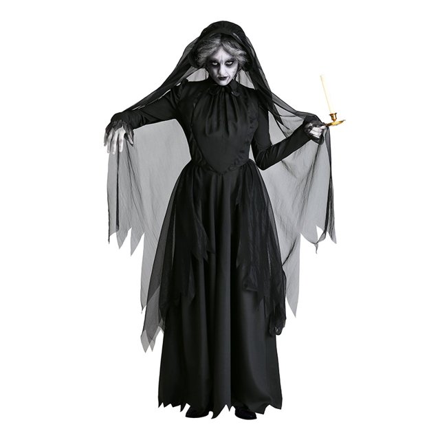 Disfraz De Vampiro De Bruja De Fantasma De Cementerio De Cosplay Para Mujer Con Capa De Halloween