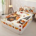 thumbnail image 2 of Manfei Cartoon Fall Gnome Truck Zipper Twin Comforter Sets with Fitted Sheet and 2 Pillowcases for Teens, Orange Autumn Pumpkin Leaf Zipper Bedding Set, Black Reversible, 4-Piece, 2 of 6