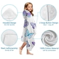 thumbnail image 7 of White Blue Purple Butterfly Pattern Hooded Bath Towel，60"x35" for Ages 3 To 12 Kids, Quick Dry Lightweight Soft Microfiber Hood Beach Towel Cover Up for Kids, 7 of 7